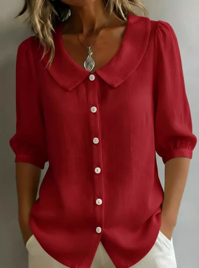 Full Size Peter Pan Collar Button-Down Shirt Plus Size