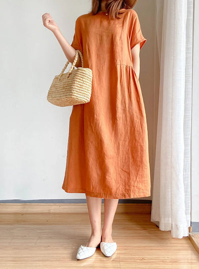 Full Size Casual Round Neck Midi Dress Plus Size