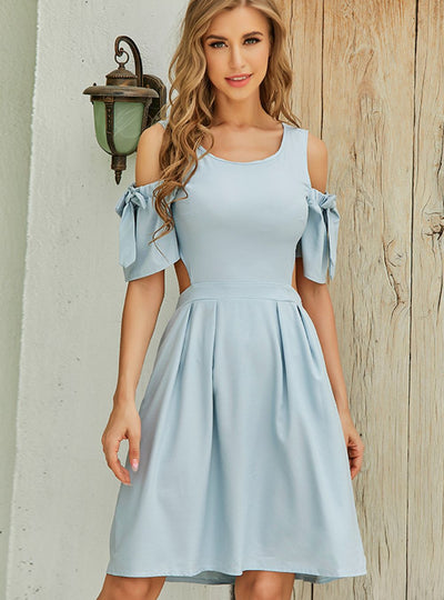 Cutout Tied Cold-Shoulder Dress