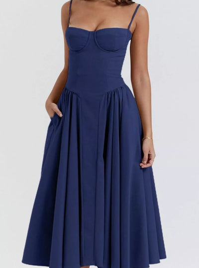 Sweetheart Neck Ruched Midi Dress