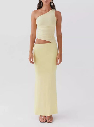 Full Size One-Shoulder Top and Maxi Skirt Set Plus Size