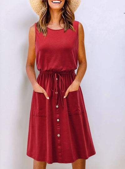 Full Size Round Neck Sleeveless Tank Dress Plus Size
