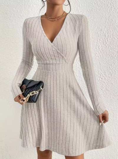 Ribbed Knit Wrap Mini Dress