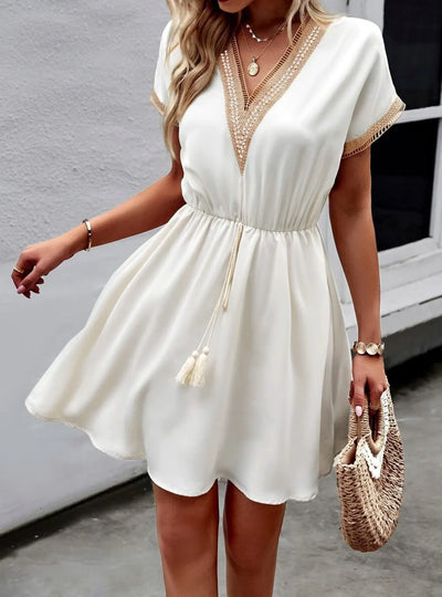 V-Neck Short Sleeve Mini Dress