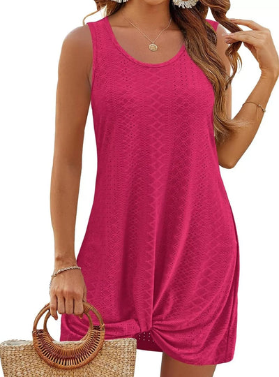 Sleeveless Knotted Hem Tank Dress