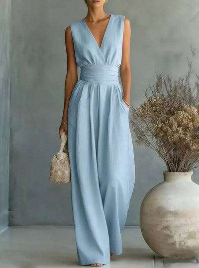 Full Size Sleeveless Wide Leg Jumpsuit Plus Size