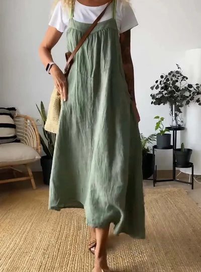Full Size Ruched Cami Maxi Dress with Pockets Plus Size