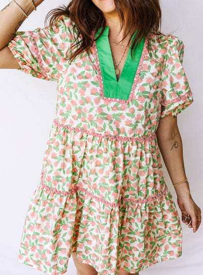 Floral Print Tiered Mini Dress