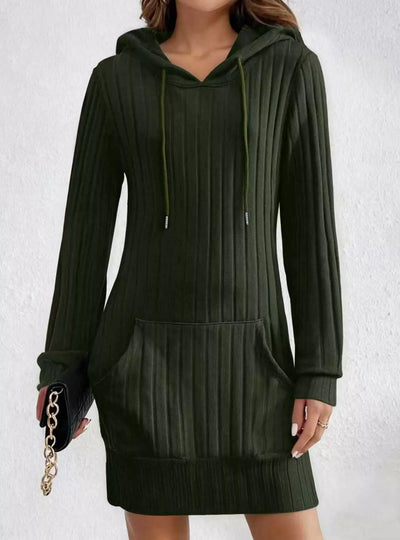 Ribbed Knit Hoodie Dress