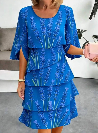 Full Size Floral Print Ruffle Hem Dress Plus Size