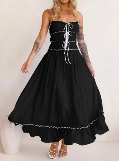 Devine Frill Ruffled Hem Midi Cami Dress