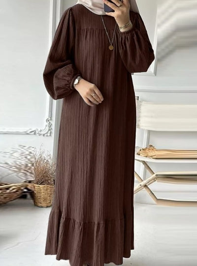 Full Size Textured Balloon Sleeve Maxi Dress Plus Size
