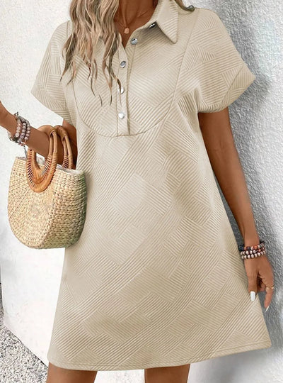 Button Front Short Sleeve Mini Dress