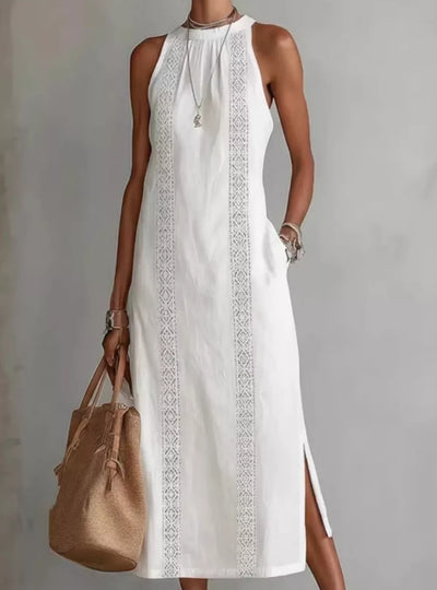 Sleeveless Side Slit Dress with Pockets