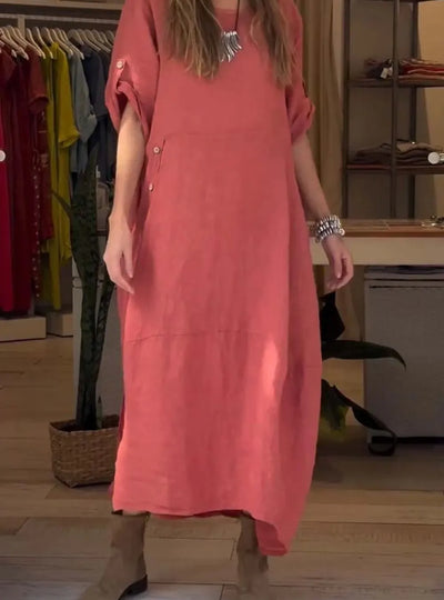 Full Size Relaxed Fit Short Sleeves Dress Plus Size