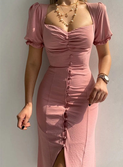 Sweetheart Neck Short Sleeve Dress